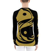 Load image into Gallery viewer, Women's Black and Gold All Over Print BETA Nogi Rash Guard