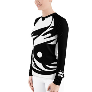 Women's Black and White All Over Print BETA Nogi Rash Guard