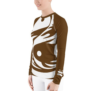 Women's Ranked Brown All Over Print BETA Nogi Rash Guard