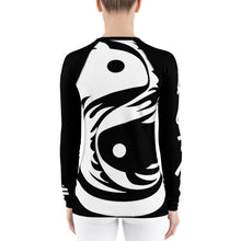 Load image into Gallery viewer, Women&#39;s Black and White All Over Print BETA Nogi Rash Guard