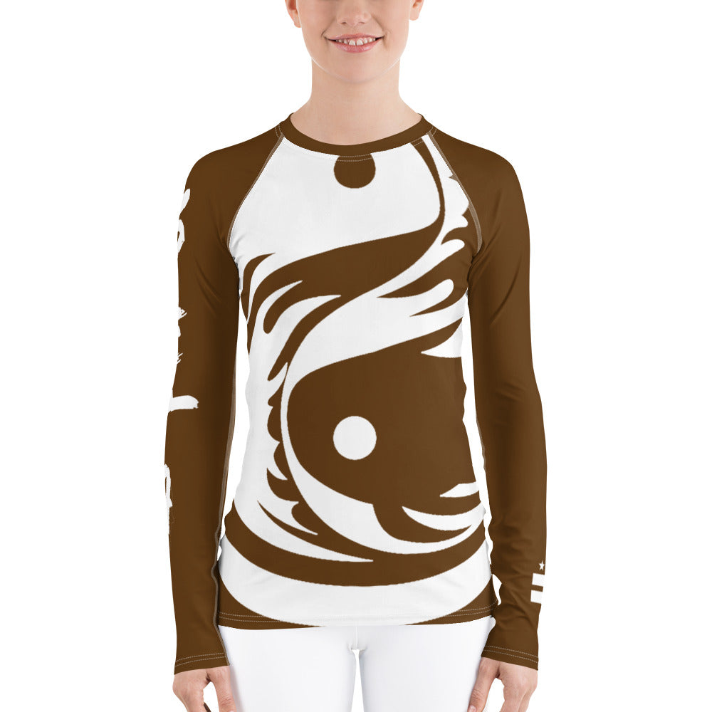 Women's Ranked Brown All Over Print BETA Nogi Rash Guard