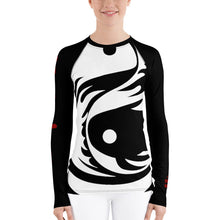 Load image into Gallery viewer, Women&#39;s Black and White All Over Print BETA Nogi Rash Guard