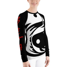 Load image into Gallery viewer, Women&#39;s Black and White All Over Print BETA Nogi Rash Guard